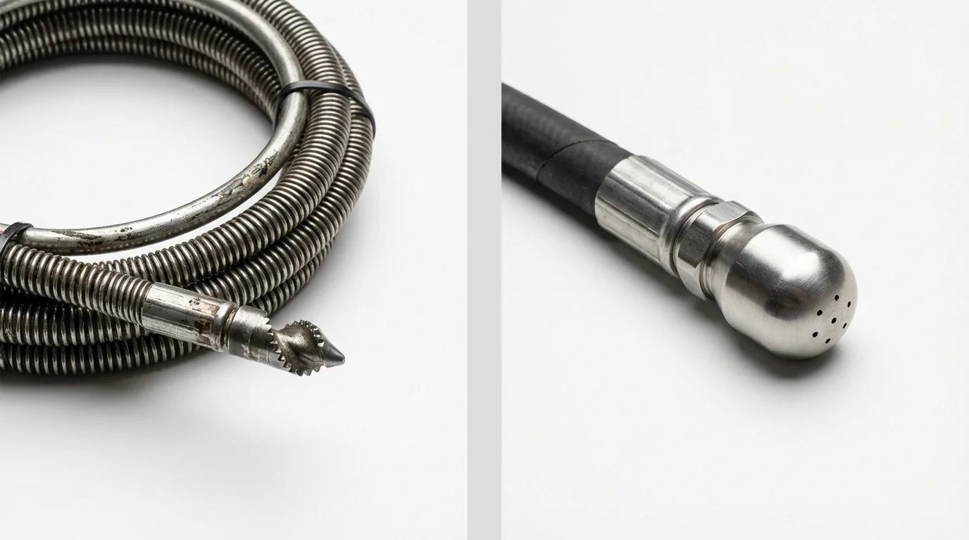 Drain snake cable and hydro jetting nozzle used for drain cleaning in Kapaau, HI