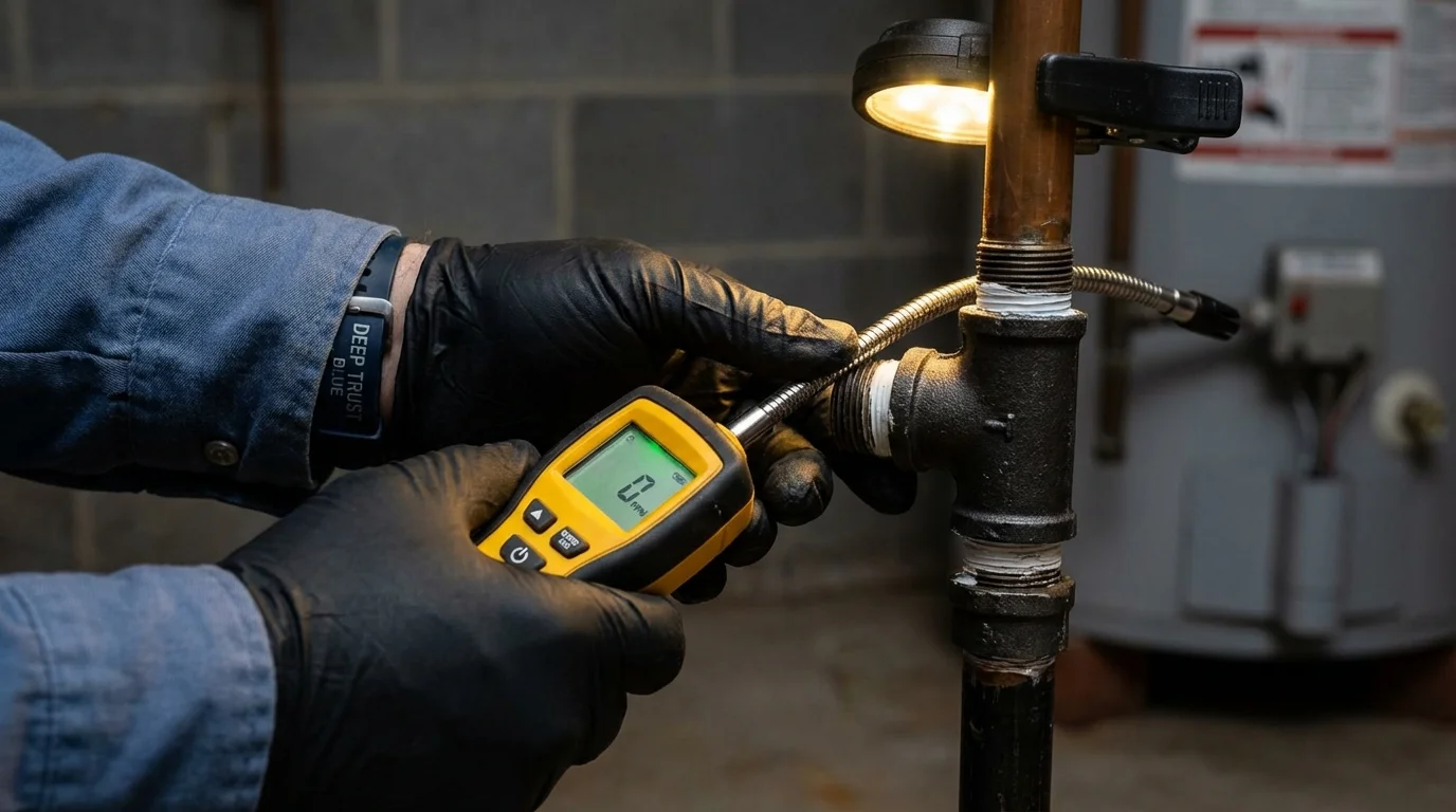 Gas leak detection with electronic sniffer by Johns Plumbing LLC in Kapaau