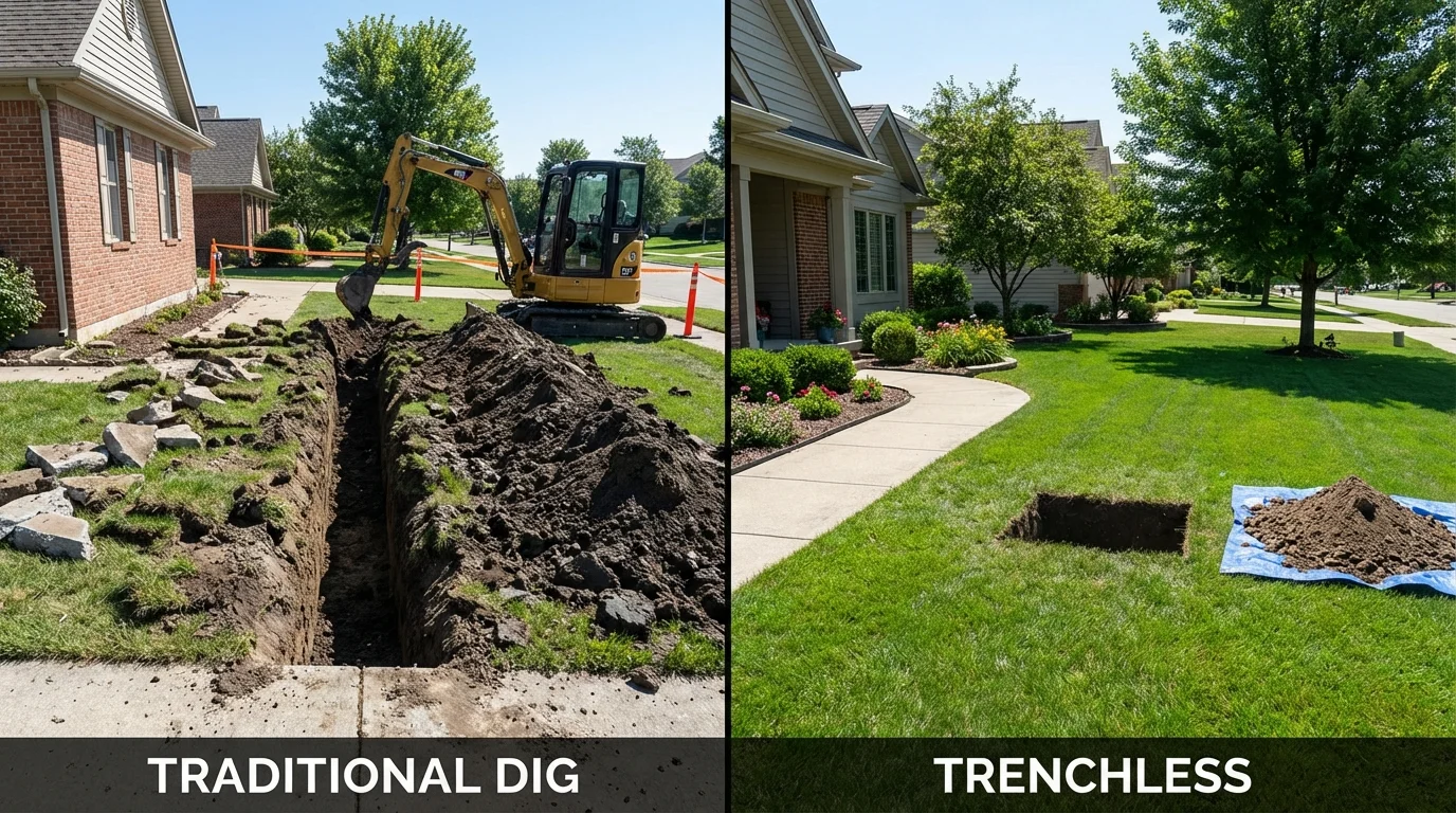 Trenchless sewer repair with minimal yard damage versus traditional excavation in Kapaau, HI